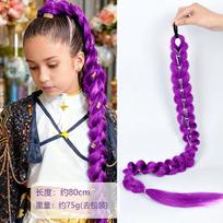 80 cm ilgio violetiniai perukai Kpop Medžiotojai Rumi surišti į uodegą Cosplay perukai Helovino aksesuarai tamsiai violetine spalva