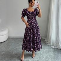 Women's Fashion Color Short Sleeve Dress L auksas