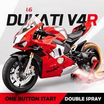 Imituojamas lydinys 1:6 Ducati V4S lenktyninio motociklo modelis, lietas lydinys, motociklo žaislų kolekcija, miniatiūrinis automobilis, namų dekoras raudona