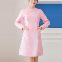 Women's Fashion Bias Lapel Standing Neck Long Sleeve Color Uniform Dresses S rožinė