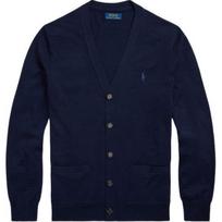 Polo Ralph Lauren Solid Slim Fit V-Neck Knitted Wool Sweater Men sweater Hunter-Deep-Blue MNPOSWE16822054-400 XS