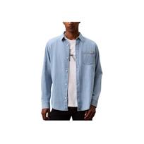 Calvin Klein Comfortable Minimalist Pointed Collar Denim Button-Up Shirt Men shirts Blue 40BM796-450 L