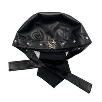 Madinga Unisex Bandana Kepurė Minkšta PU Odinė Turbaninė Kepurė su Metaliniais Kniedžių Studs Ir Saugia Kaklaraiščio Užsegimu Motociklininkams G