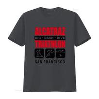 Vyriški XL dydžio Vintažiniai Alcatrazo triatlono marškinėliai Dig Dash Dive San Francisko dizainas vintažiniai Išskalbti Patogūs streetwear S