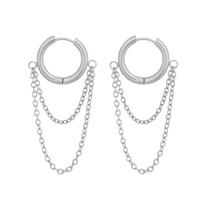 1pair Simple Double Chain Earrings for Women Couples Minimalist Boho Party Layering Jewelry Gifts 2cm auksas