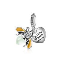925 Silver Firefly Luminous Pendant Bee Turtle Bead Suitable For DIY Women's Bracelet Necklace Gift