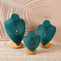 Solid Wood Necklace Display Stand for Night Market Jewelry Stall Small 17.5x14x8cm žalia