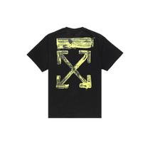 Off-White Dažų Taškeliais Strėlė Laiski Trumpomis Rankovėmis Marškinėliai Vyriški Viršutiniai Drabužiai Geltona Juoda OMAA038F191850101060 XL