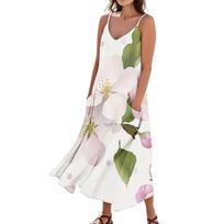 Women's Casual Tie- Floral Print Sleeveless Pocket Dress XXL juoda