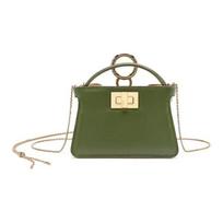 FENDI Peekaboo Gold Buckle Chain Pendant Nappa Lambskin Coin Purse Shoulder Crossbody Bag Ultra Mini Women's Green Gift Box Set (Basic Set + Original Box) žalia