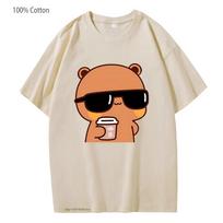 Couple Shirt Bubu Is Watching Movie with Dudu T-Shirts Cartoon Cute Graphic Tshirt Women Kawaii Y2k Top Cotton Men Clothes S