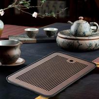 Bamboo Tea Drian Tray Set Chinese Gongfu Table with Water Storage Box for Office Wood Color