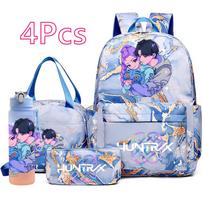 4 vnt./rinkinys Naujas K-Pop spausdintas kuprinės rankinė pieštukinė su 750 ml vandens buteliuku paaugliui berniukui mergaitei mokyklos krepšys studentui didelės talpos knygų krepšys