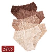 5 vnt./rinkinys karštas išpardavimas naujas medvilninis moteriškas apatinis trikotažas elegantiškos gėlių nėriniai kvėpuojantis vienspalvis tuščiaviduris seksualus kelnaitės Lingerie S&5pcs