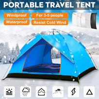 3-5 People Quick Setup Family Tent Outdoor Waterproof Protection Camping Hiking Large Tent Foldable Folding Tent 78.74in x 78.74in x 49.21in mėlyna