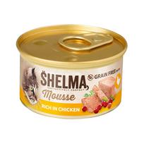 Shelma Cat Mousse su vištiena, spanguolėmis ir čiobreliais, begrūdis šlapias kačių maistas, 85 g, 24 vnt.