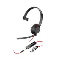 Ausinės Poly Poly Blackwire 5210 Monaural USB-C Headset +3.5mm Plug +USB-C/A Adapter (Bulk) | 8X230A6 | 0197498433097
