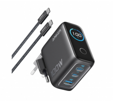Anker Charger (100W, 3 Ports, Smart Display) with USB-C Cable