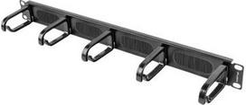Lanberg 19" cable management brush panel 5 rings type B 1U | AK-1203-B | Black AK-1203-B | 5901969413922