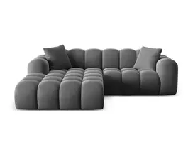 Velvet Left Corner Sofa, "Treno", 3 Seats, 240x184x70 Made in Europe