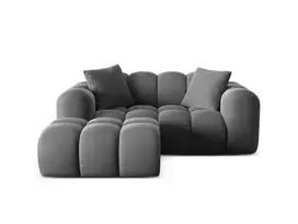 Velvet Left Corner Sofa, "Treno", 2 Seats, 180x164x70 Made in Europe