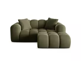 Velvet Right Corner Sofa, "Treno", 2 Seats, 180x164x70 Made in Europe