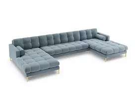 Velvet Panoramic Sofa, "Bali", 7 Seats, 383x185x75 Made in Europe