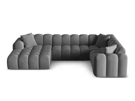 Velvet Panoramic Right Corner Sofa, "Treno", 4 Seats, 330x240x70 Made in Europe