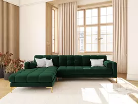 Velvet Left Corner Sofa, "Bali", 5 Seats, 293x185x75 Made in Europe