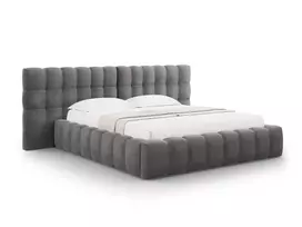 Velvet Storage Bed With Double Headboard, "Bali", 230x350x100 Made in Europe