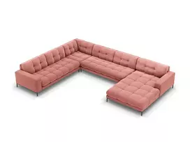Velvet Panoramic Left Corner Sofa, "Bali", 7 Seats, 327x256x75 Made in Europe