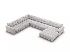 Velvet Panoramic Left Corner Sofa, "Bali", 7 Seats, 327x256x75 Made in Europe