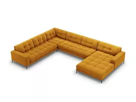 Velvet Panoramic Left Corner Sofa, "Bali", 7 Seats, 327x256x75 Made in Europe