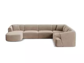 Velvet Modular Panoramic Right Corner Sofa, "Campi", 7 Seats, 330x255x70 Made in Europe