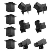 Pergolos laikiklių komplektas, 92x92 mm, juoda, lauko plieno furnitūra