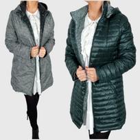 Dvipusė striukė moterims Fashion, žalia