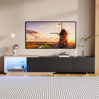 Televizoriaus staliukas su 3 stalčiais ir LED lemputėmis - juodas - 240 × 38 × 44 cm
