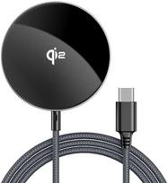 Acefast E24 Qi2 15W magnetinis indukcinis įkroviklis su 1,2 m USB-C laidu - Juodas