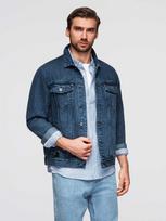 Men's denim katana jacket with washem - mėlynas V4 OM-JADJ-0219