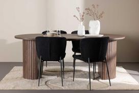 Venture Design Valgomojo stalas ir kėdžių komplektas 200x90 cm, moka, MDF ir plienas