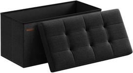 Songmics Saugojimo pufas 76x38x38 cm Juodas Sulankstomas Saugojimo dėžė