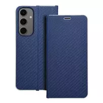 OEM LUNA Carbon Fiber Book-Style Phone Case for Samsung Galaxy S24 FE (S721), Blue