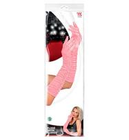 PINK PLISSÉ SATIN ELASTANE GLOVES 44 cm
