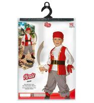 Karnavalinis kostiumas, Piratas, Widmann, 5 dalys su marškiniais, liemene, kelnėmis, diržu, uždangalais ir bandana