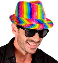 Skrybėlė, Fedora, blizgučiai, Widmann, vaivorykštinė
