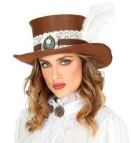 distressed leather look "STEAMPUNK TOP HAT"