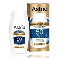 Veido kremas nuo saulės Astrid Hyaluronic Gold Fluid SPF 50 drėkinamasis priešraukšlinis
