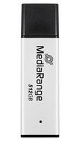 MediaRange MR1904 USB atmintinė, 512GB, USB 3.2 Gen 1, aliuminio korpusas, sidabrinė juoda