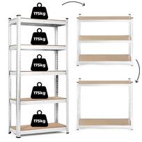 Metalinis sandėliavimo stelažas 180 × 90 × 40 cm, cinkuotas plienas, penkios lentynos, ModernHome