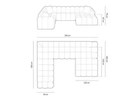 Panoramic Left Corner Sofa, "Treno", 4 Seats, 330x240x70 Made in Europe